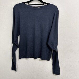 NFP  New Form Perspective 100% Merino Wool Size 4 Slate Blue Oversized Sleeves